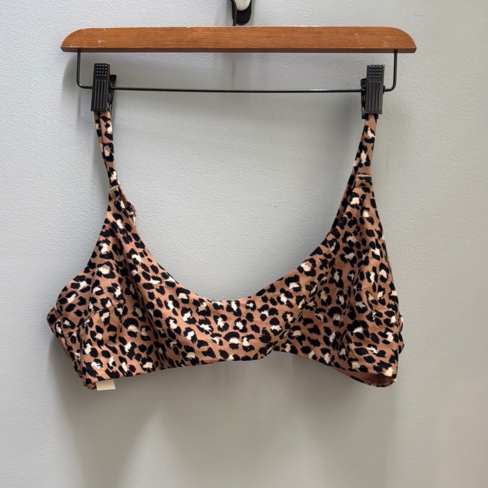 Aerie swim scoop bikini top leopard print size XL NWT